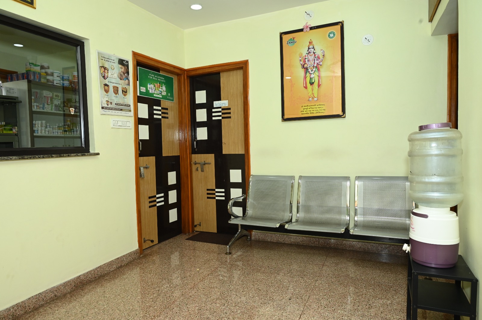 Wide shot of herbal preparation area